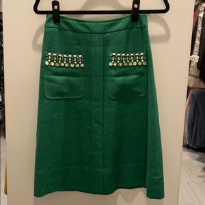 Kate spade green linen skirt